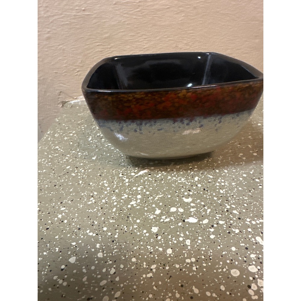 MasterCuisine Square Stoneware Bowls Set of 3 Tan Blue‎ Speckled Black Interior - Picture 10 of 10